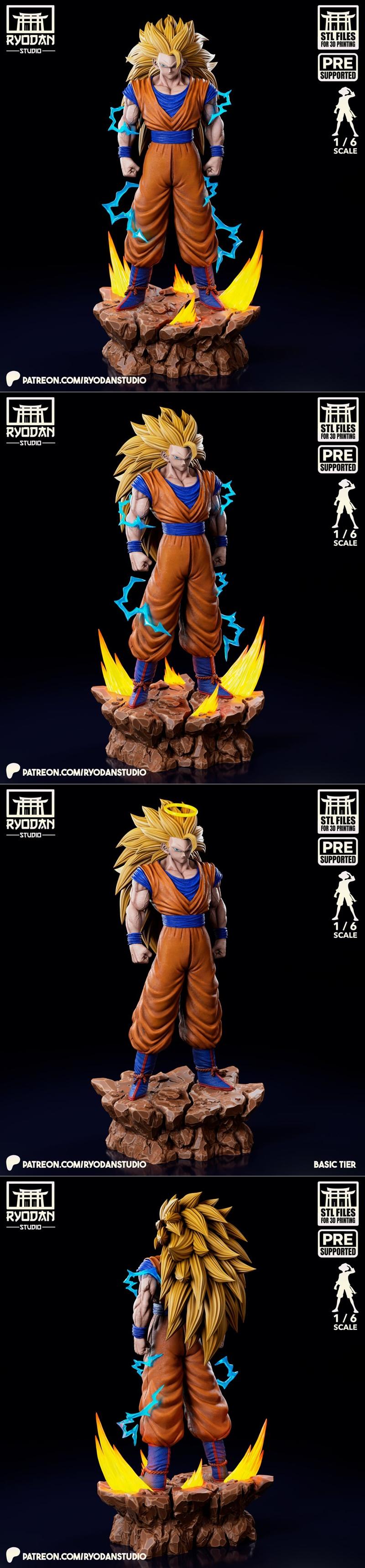 龙珠：悟空SSJ3 3D打印模型|Ryodan Studio – Goku SSJ3 – Dragon Ball – 3D Print Model STL