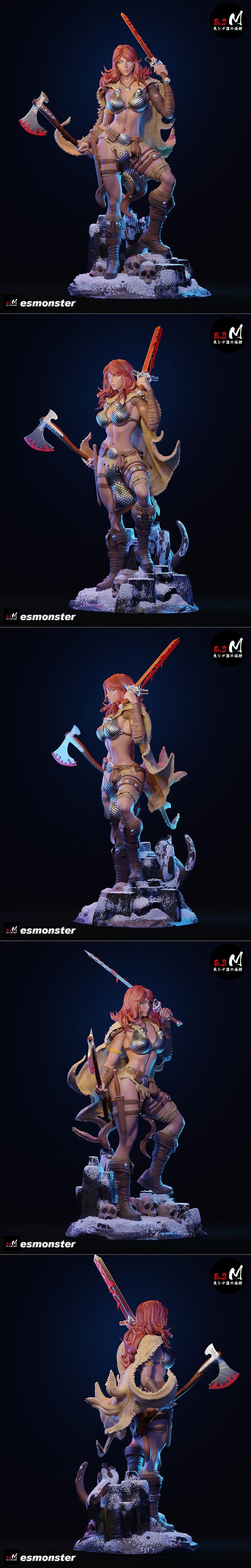 E.S怪物——红 Sonja——3D打印模型|E.S Monster – Red Sonja – 3D Print Model STL