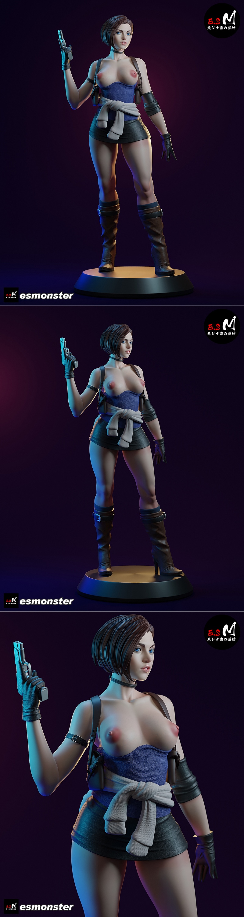 E.S怪物 – 詹妮弗·瓦伦丁 – 3D打印模型|E.S Monster – Jill Valentine – 3D Print Model STL