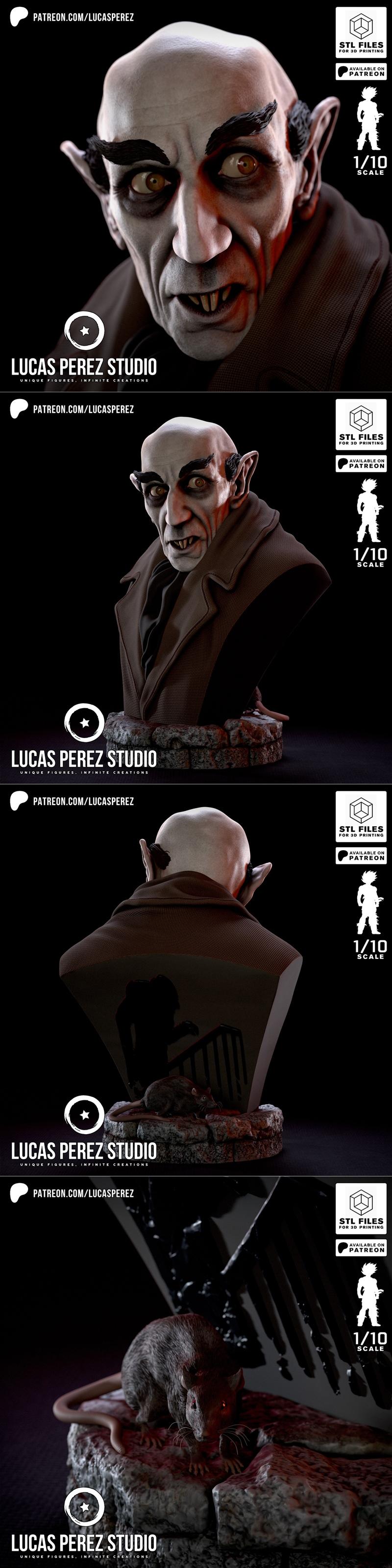 Lucas Perez工作室 诺斯费拉图雕像 3D打印模型|Lucas Perez Studio – Nosferatu Bust – 3D Print Model STL