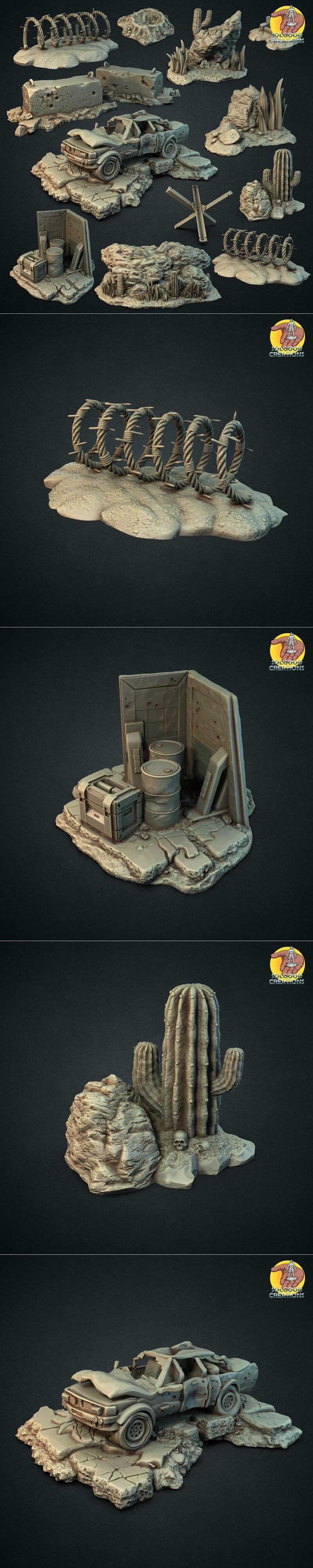 SolGood Creations - 沙漠废土地形 3D打印模型|SolGood Creations – Wasteland Terrain – 3D Print Model STL