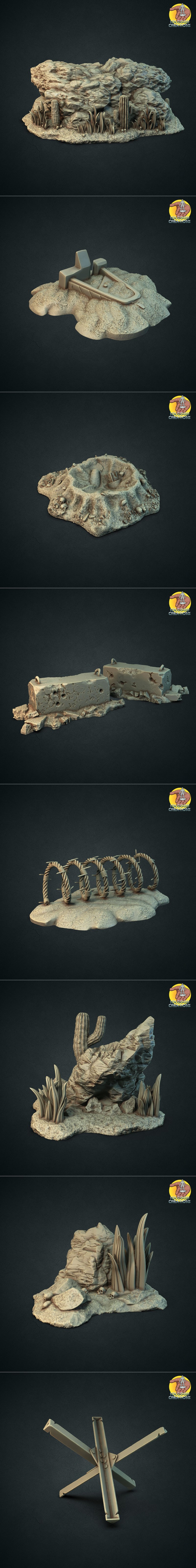SolGood Creations - 沙漠废土地形 3D打印模型|SolGood Creations – Wasteland Terrain – 3D Print Model STL