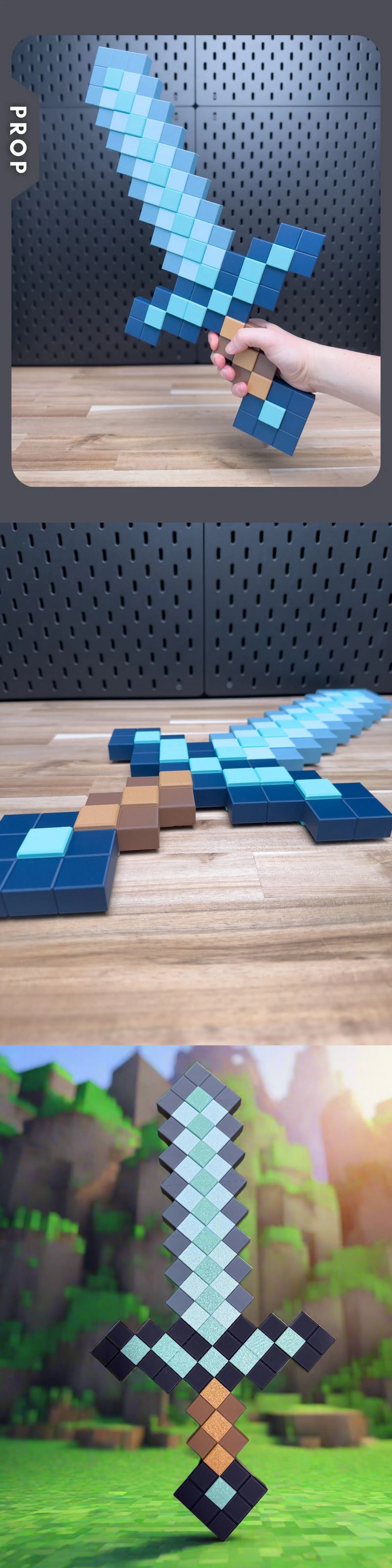 Minecraft剑道具模型 3D打印套件|Chunkable – Minecraft Sword Prop Kit – 3D Print Model