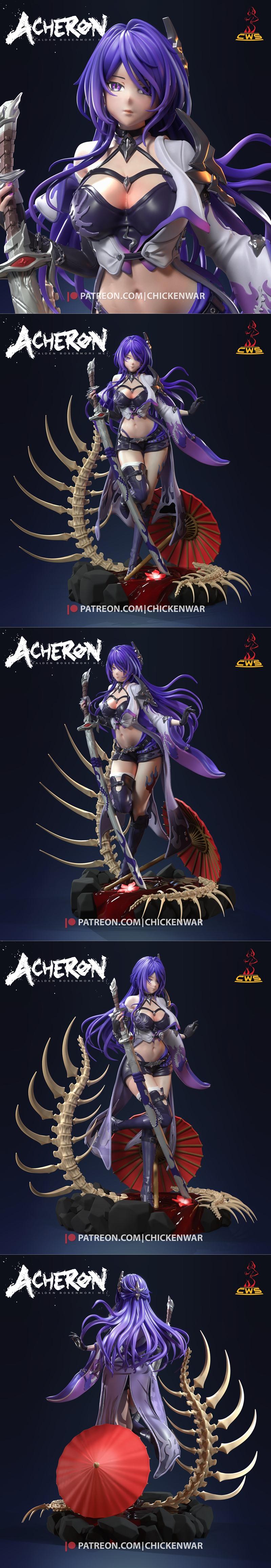 鸿蒙：阿刻诺 3D打印模型|CW Studio – Honkai – Acheron – 3D Print Model STL