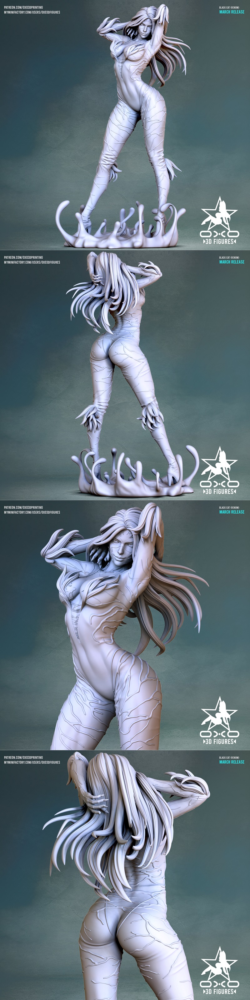 OXO3D黑猫3D打印模型|OXO3D Figures – Black Cat – 3D Print Model STL