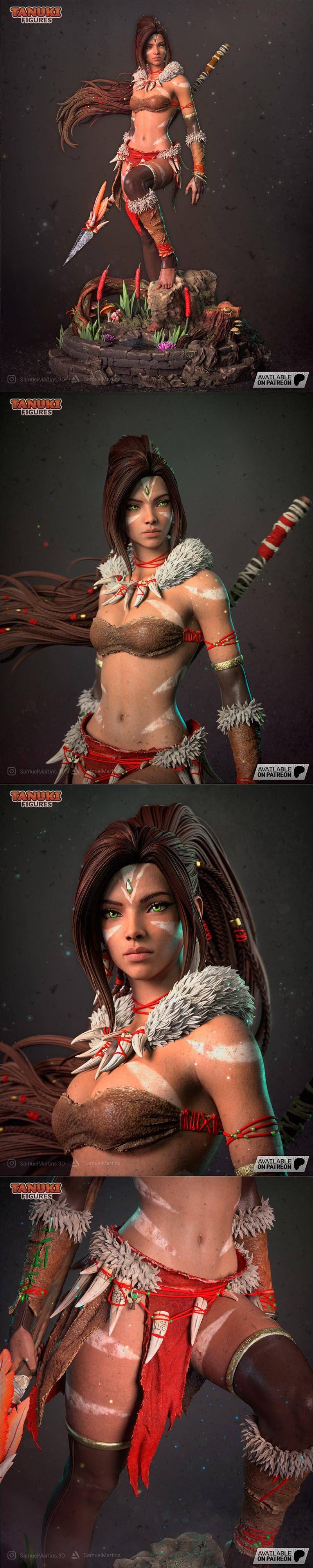 洛克斯3D打印模型：娜迪丽亚全尺寸雕像|Tanuki Figures – Nidalee Fullsize – League of Legends – 3D Print Model STL