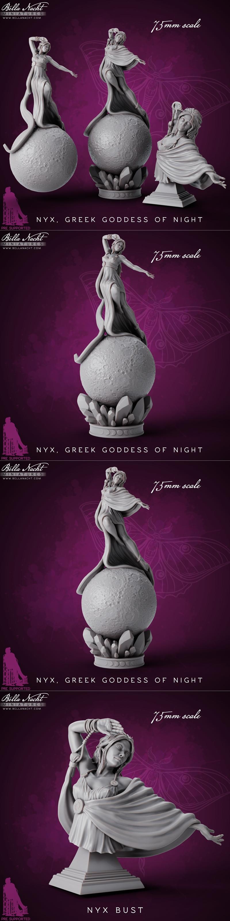 夜之女神尼克斯——3D打印模型|Nyx, Greek Goddess of Night – 3D Print Model STL