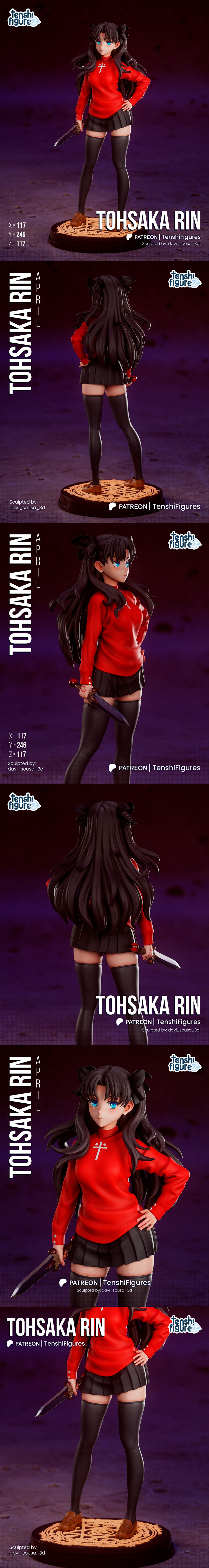 3D打印模型：Fate 理子·东saka|Tesnhi Figures – Fate – Rin Tohsaka – 3D Print Model