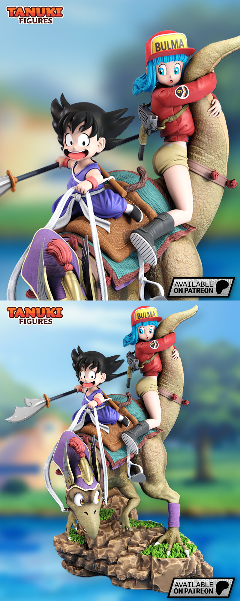 龙珠孙悟空与布玛3D打印模型|Tanuki Figures – Goku and Bulma – Dragon Ball – Diorama – 3D Print Model
