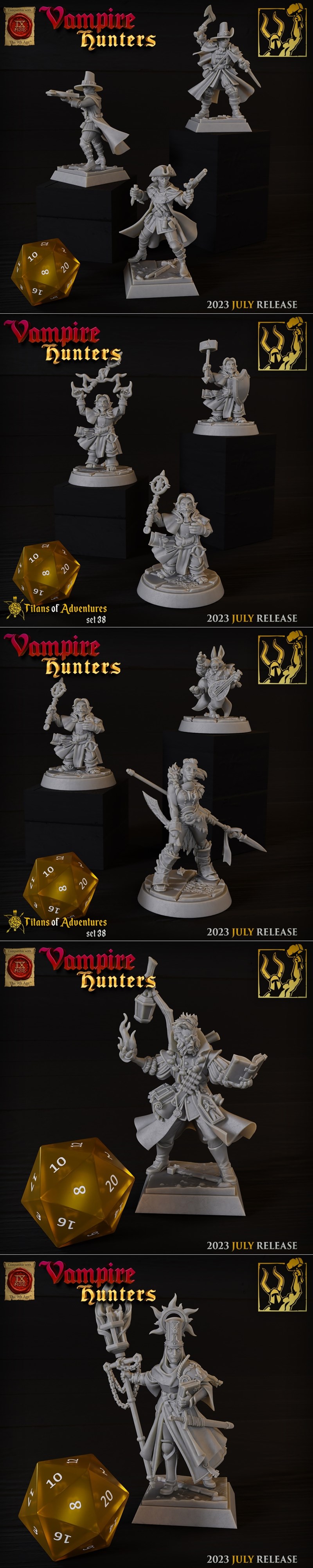 泰坦锻造迷你模型 - 血族猎人 - 3D打印模型|Titan Forge Miniatures – Vampire Hunters – 3D Print Model STL