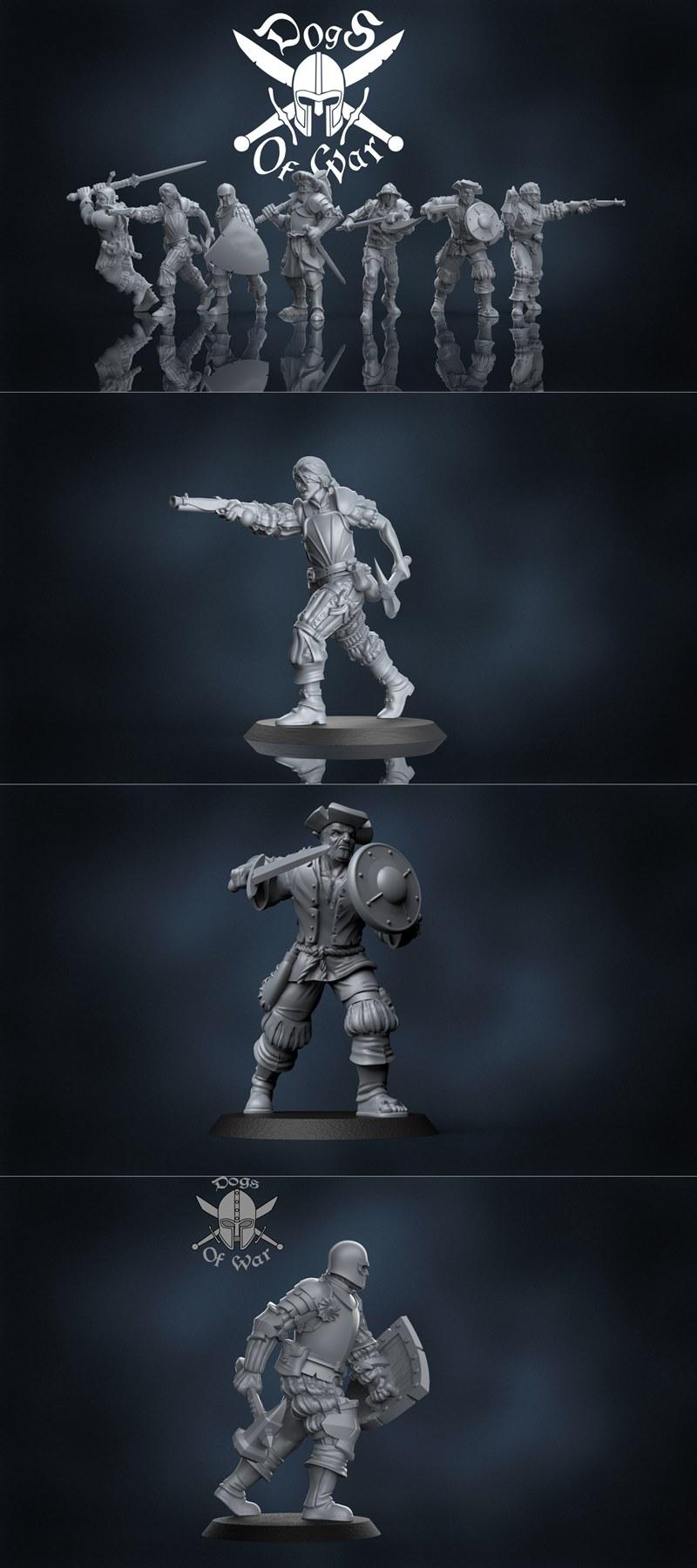 战争之犬工作室 - 自由公司核心套装 - 3D打印模型|Dogs of War Studio – Free Companies Core-Set – 3D Print Model STL