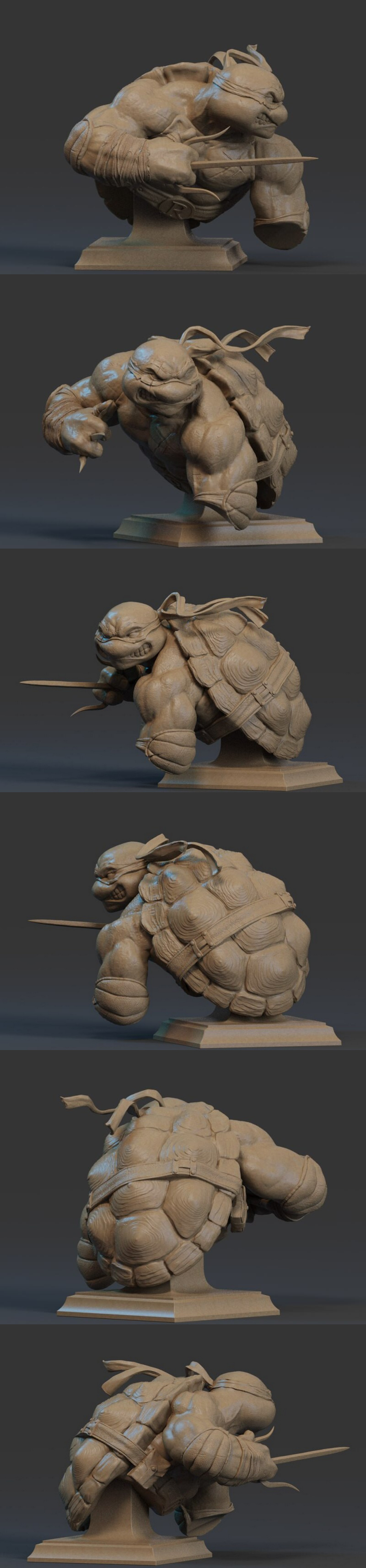 TMNT 里奥纳多雕像 3D打印模型|TMNT – Raphael Bust – 3D Print Model