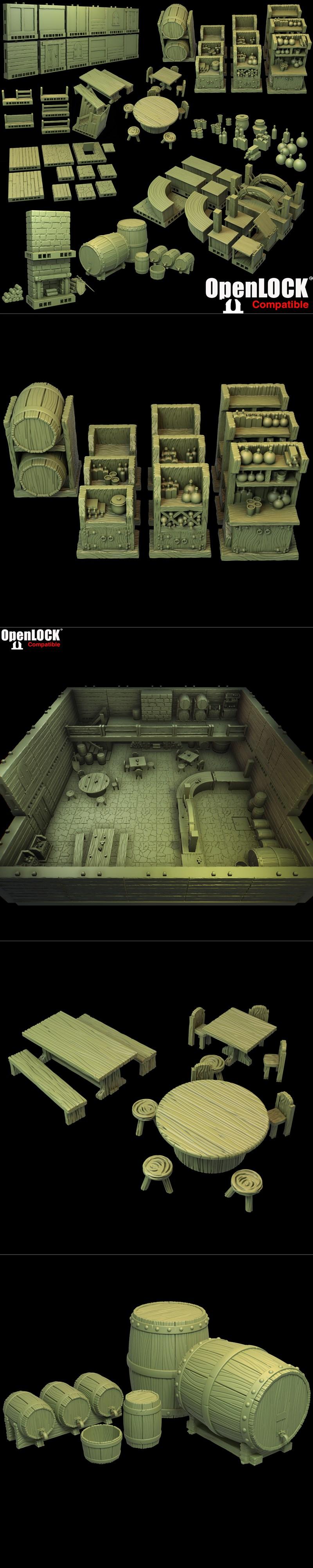 OpenLOCK酒馆套装 - 3D打印模型|OpenLOCK Tavern Pack – 3D Print Model STL