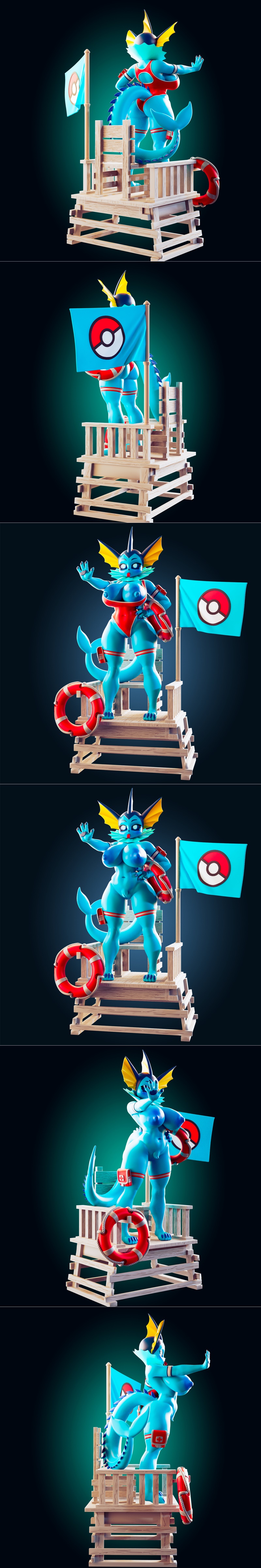 Vaporeon 3D打印模型|Officer Rhu – Vaporeon – 3D Print Model STL