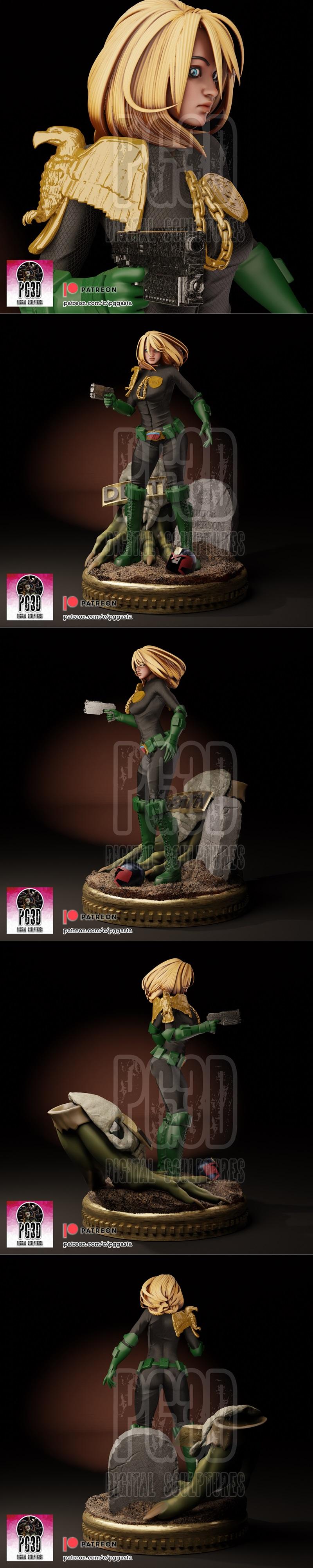 PgGasta 3D打印模型：游戏角色立体雕刻模型|PgGasta – Judge Anderson – 3D Print Model STL