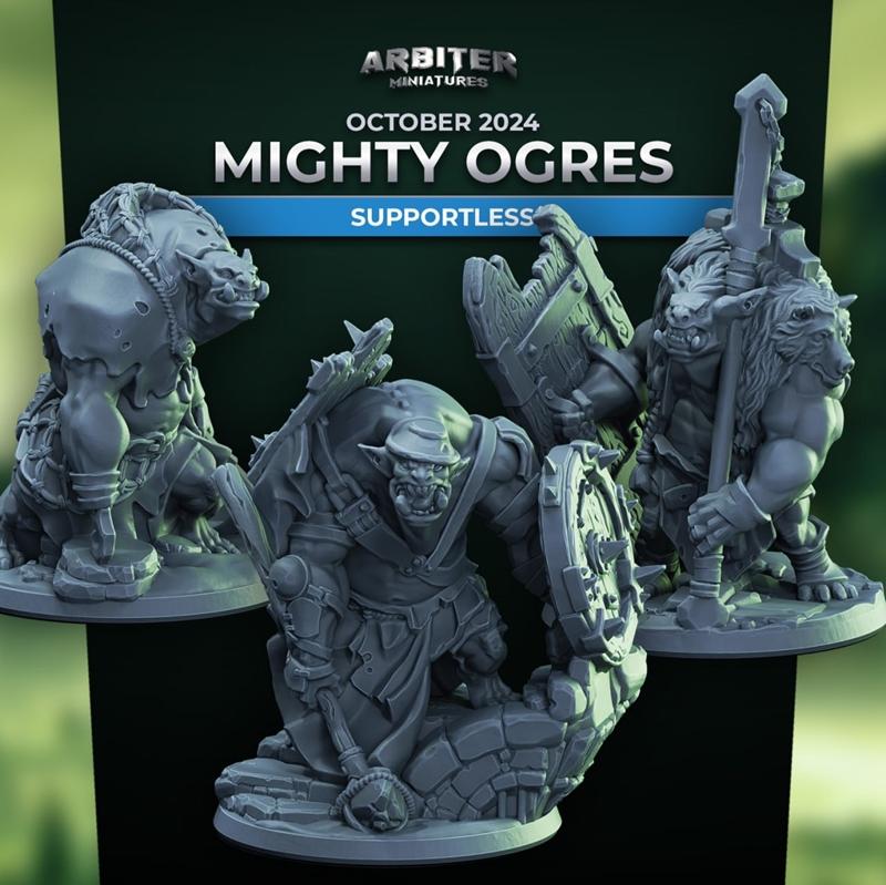 Arbiter迷你模型——十月2024猛兽奥格雷3D打印模型|Arbiter Miniatures – Mighty Ogres October 2024 – 3D Print Model STL