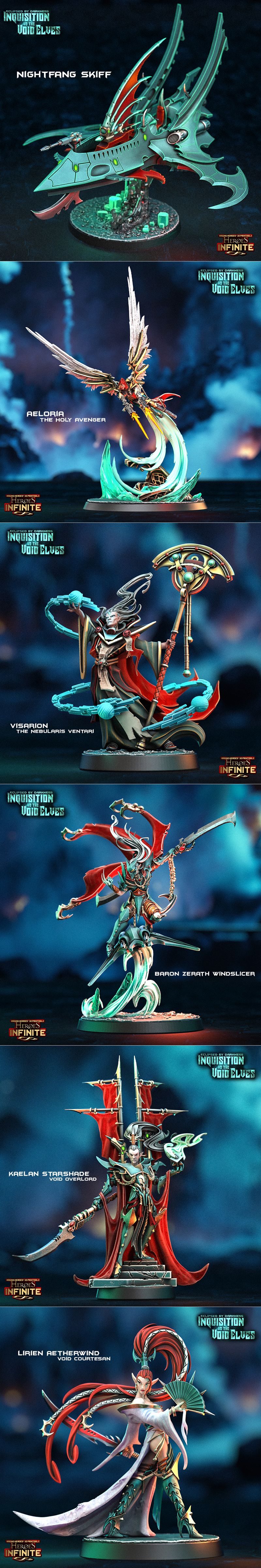 英雄无限：暗蚀之战——征讨与虚空精灵的3D打印模型|Heroes Infinite – Eclipsed by Darkness – Inquisition vs the Void Elves – 3D Print Model STL