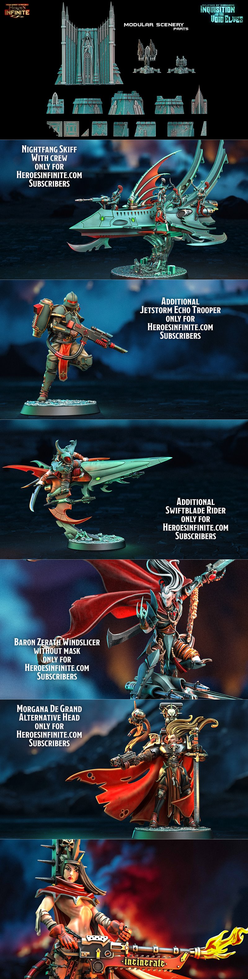 英雄无限：暗蚀之战——征讨与虚空精灵的3D打印模型|Heroes Infinite – Eclipsed by Darkness – Inquisition vs the Void Elves – 3D Print Model STL