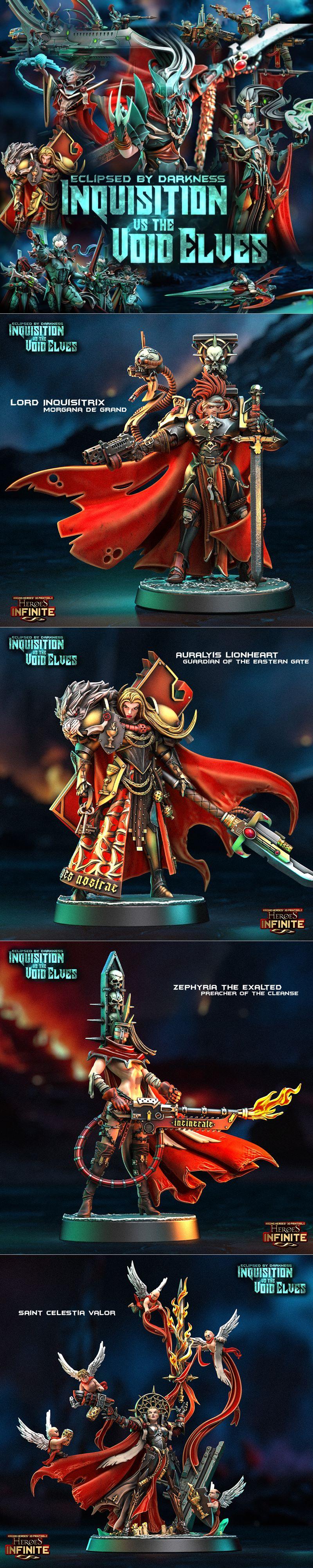 英雄无限：暗蚀之战——征讨与虚空精灵的3D打印模型|Heroes Infinite – Eclipsed by Darkness – Inquisition vs the Void Elves – 3D Print Model STL