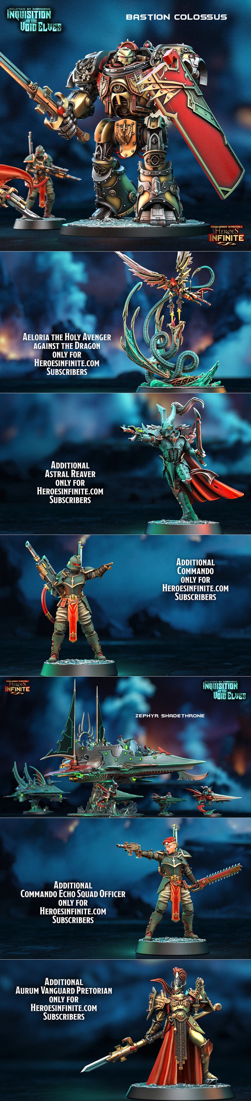 英雄无限：暗蚀之战——征讨与虚空精灵的3D打印模型|Heroes Infinite – Eclipsed by Darkness – Inquisition vs the Void Elves – 3D Print Model STL