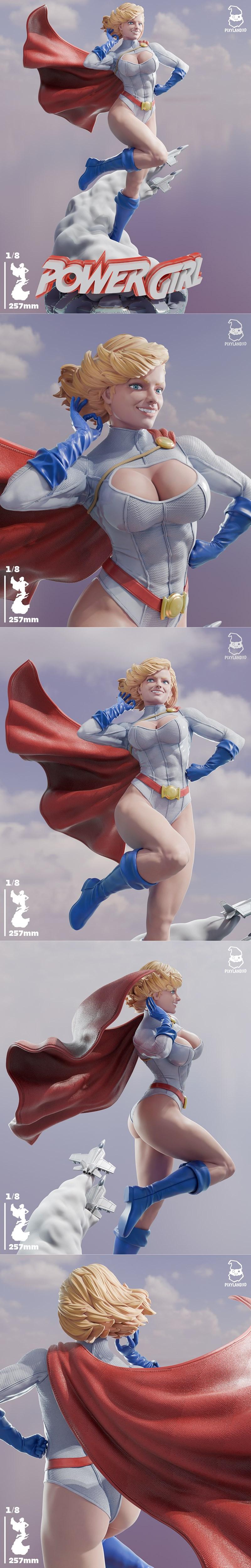 Pixyland3d 动漫3D打印模型：Power Girl|Pixyland3d – Power Girl – 3D Print Model STL