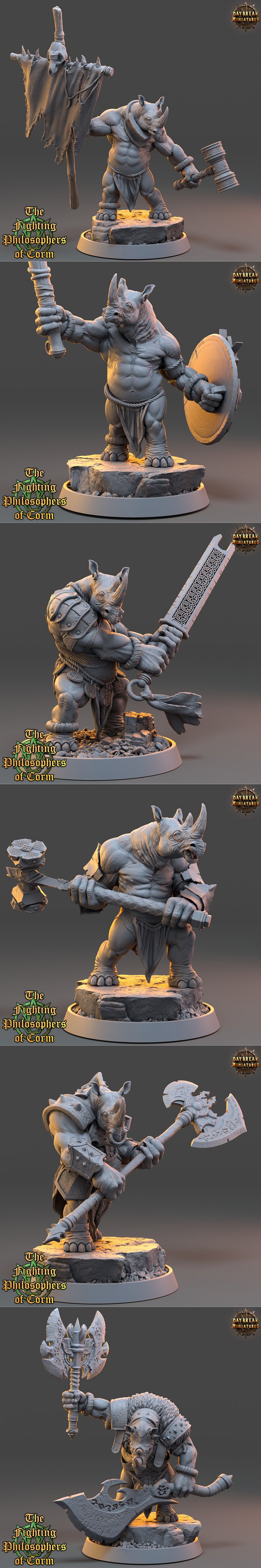 Daybreak Miniatures《战斗哲人》3D打印模型套装|Daybreak Miniatures – The Fighting Philosophers of Corm Complete Pack – 3D Print Model STL