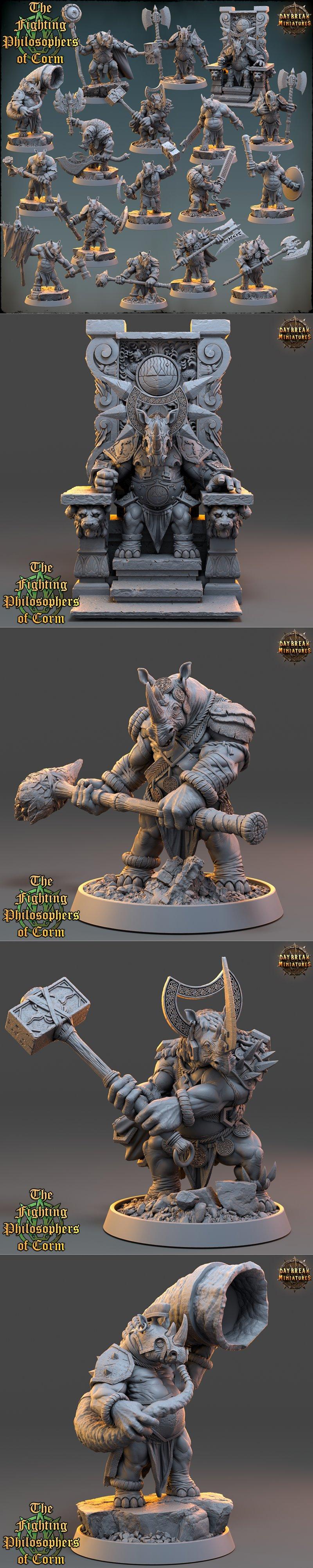 Daybreak Miniatures《战斗哲人》3D打印模型套装|Daybreak Miniatures – The Fighting Philosophers of Corm Complete Pack – 3D Print Model STL