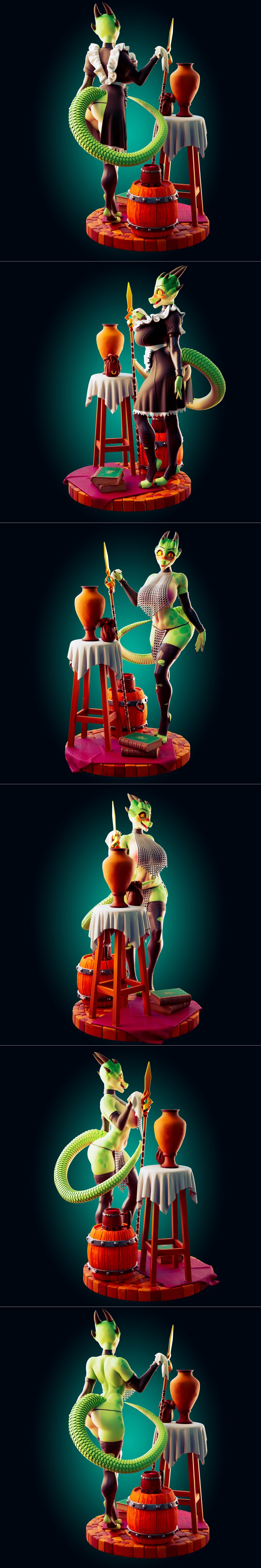 Rhu角色3D打印模型|Officer Rhu – Lifts Her Tail – 3D Print Model STL