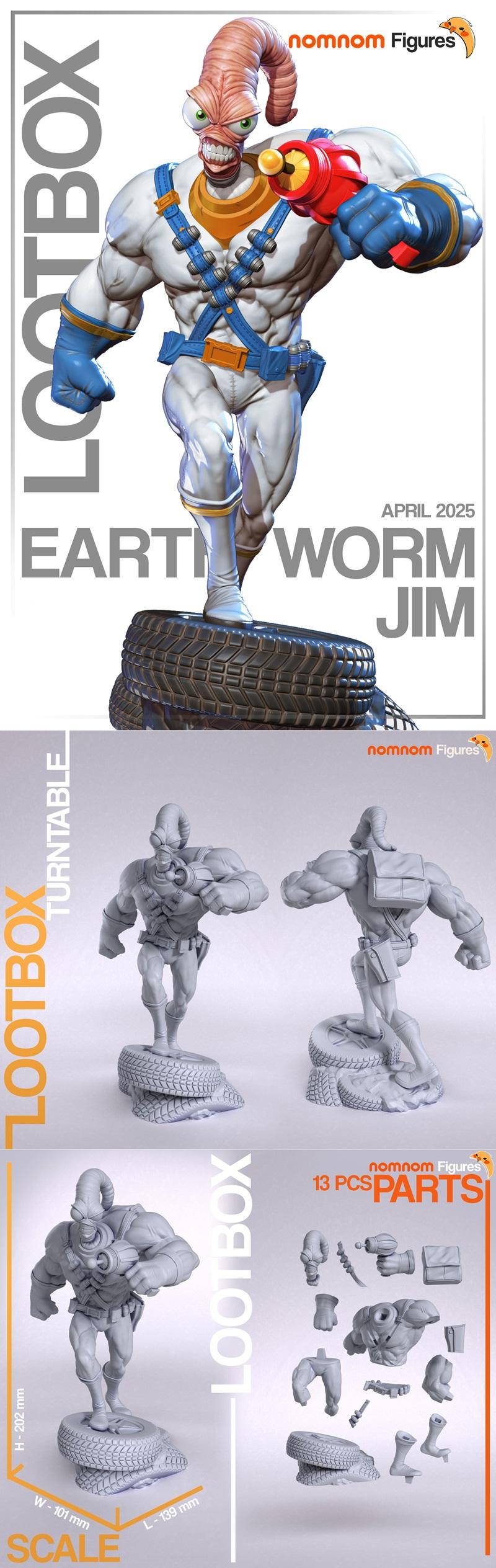 地球迷宫蠕虫3D打印模型|Nomnom Figures – Jim – Earthworm Jim – 3D Print Model STL