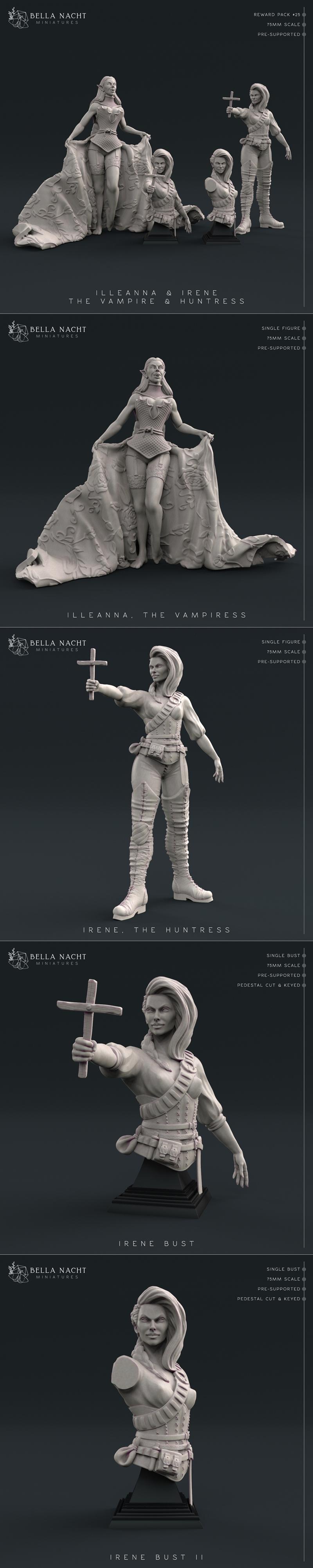 Bella Nacht Miniatures – Vampire and Huntress – 3D Print Model STL