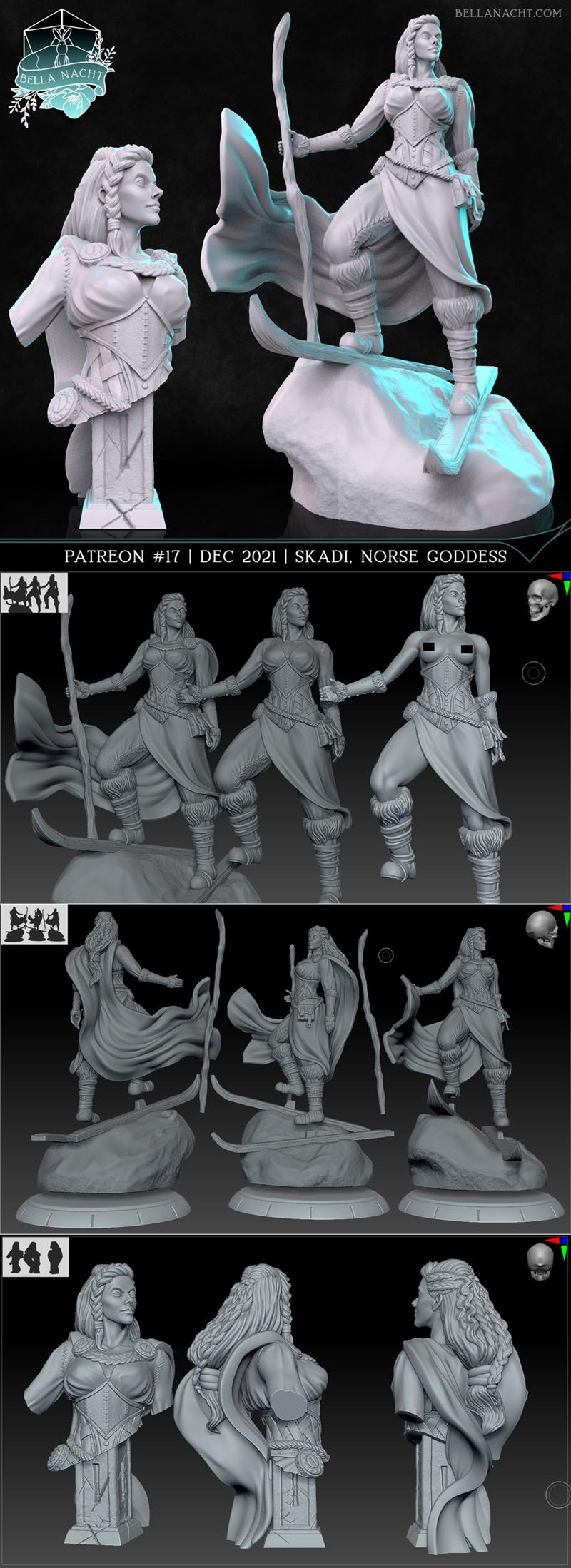 Bella Nacht Miniatures – Skadi the Norse Goddess – 3D Print Model STL