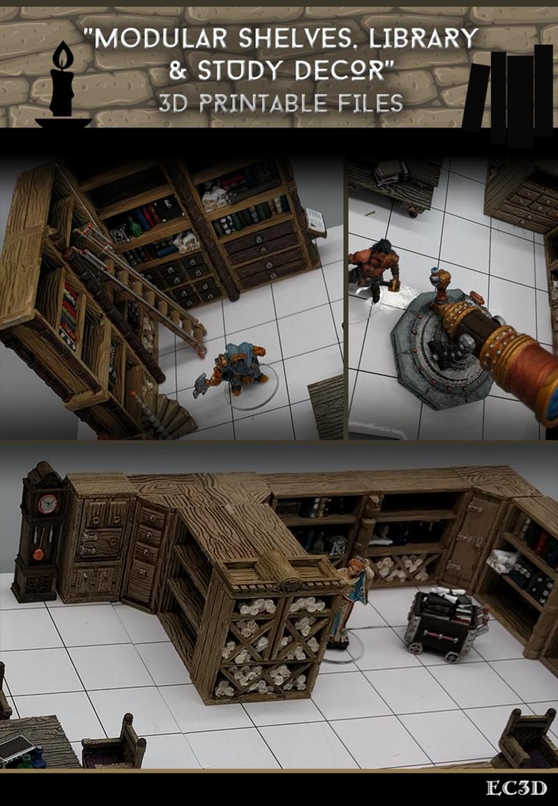 EC3D模组图书馆3D打印模型|EC3D – Modular – Library & Study – 3D Print Model STL