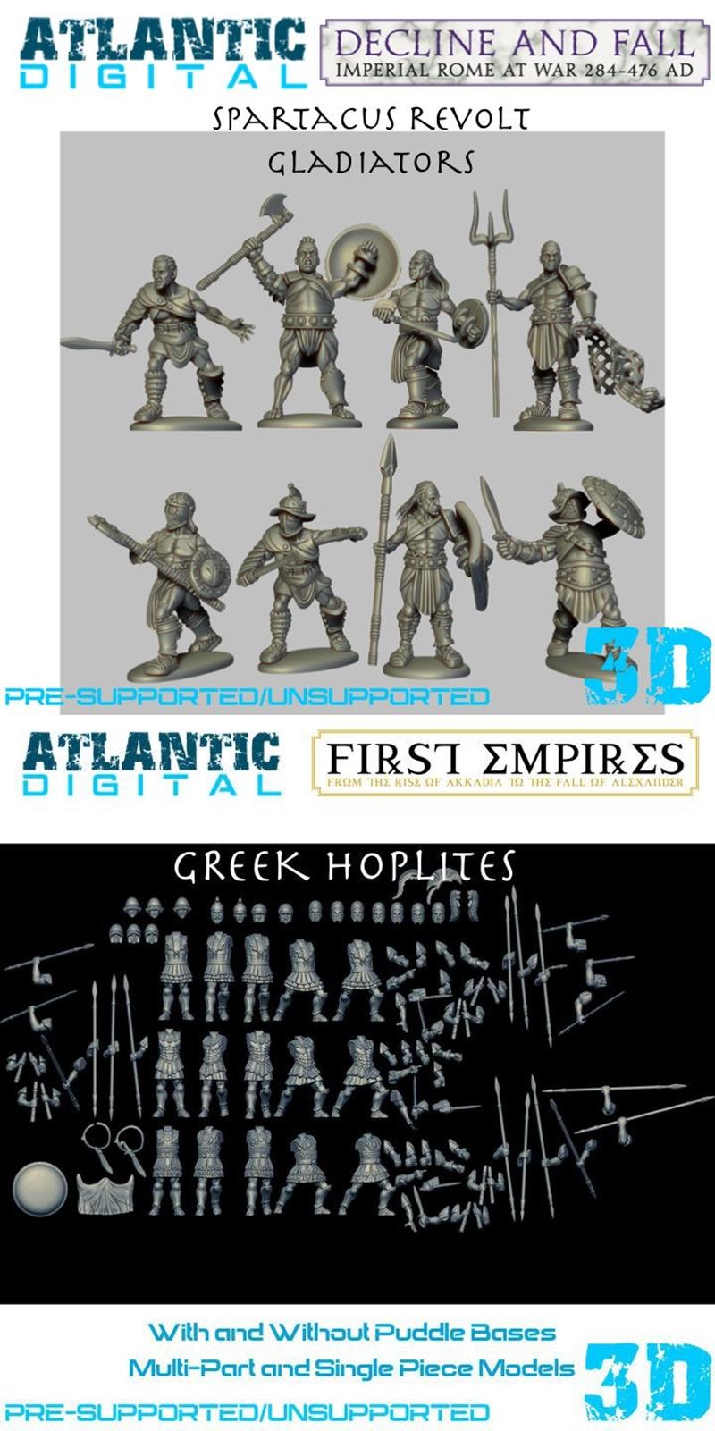 大西洋数字 - 斯巴达克斯与希腊重装步兵 - 3D打印模型|Atlantic digital – Spartacus and Greek Hoplites – 3D Print Model STL
