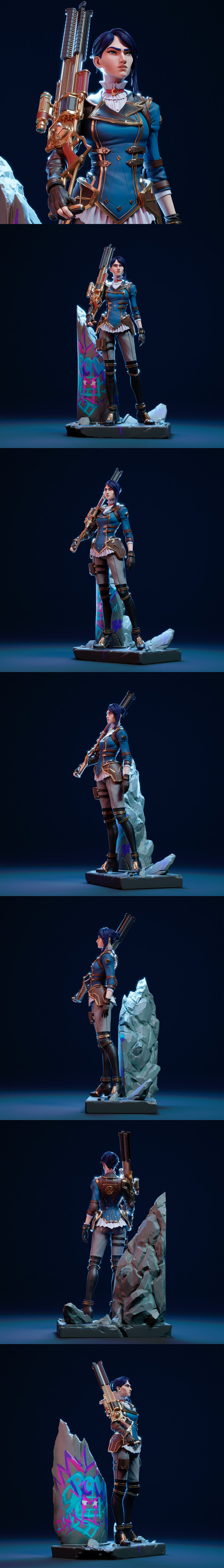 LOL凯特琳3D打印模型|CA 3D Studios – League of Legends – Caitlyn – 3D Print Model