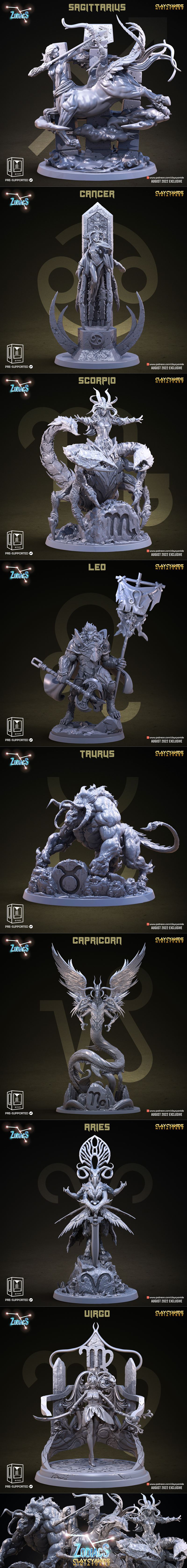 Clay Cyanide Miniatures – Zodiac Signs – 3D Print Model STL