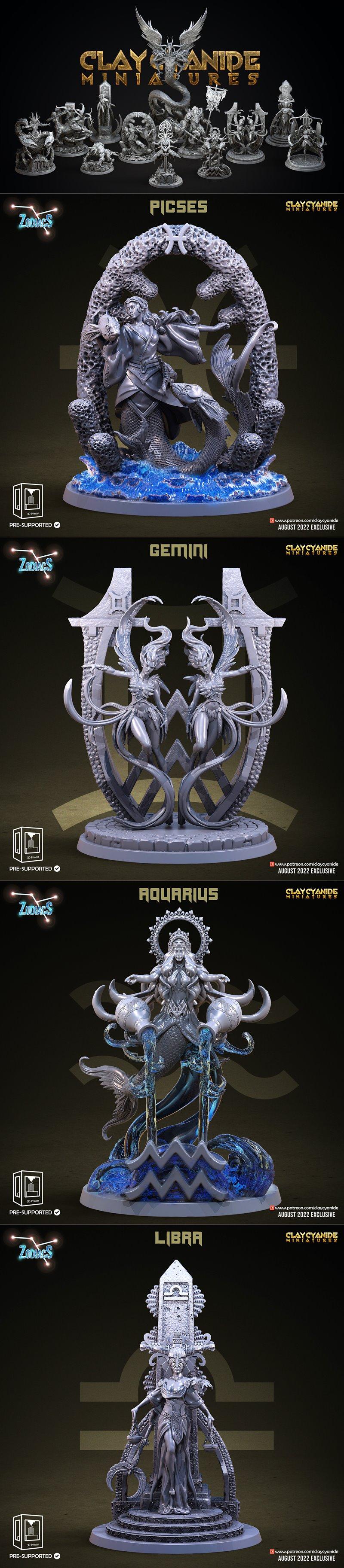 Clay Cyanide Miniatures – Zodiac Signs – 3D Print Model STL