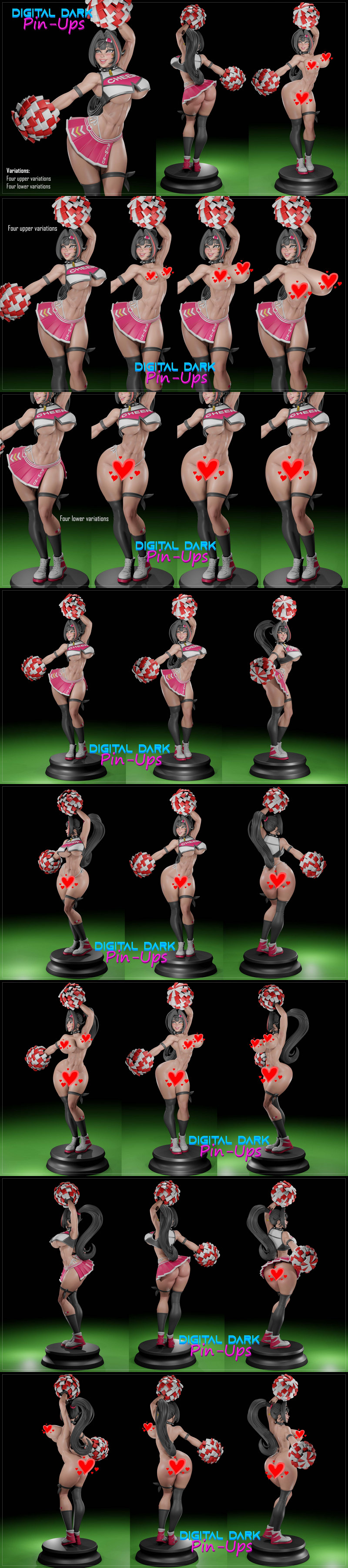 数字暗黑贴纸少女——拜城3D打印模型|Digital Dark Pin-Ups – Bay – 3D Print Model