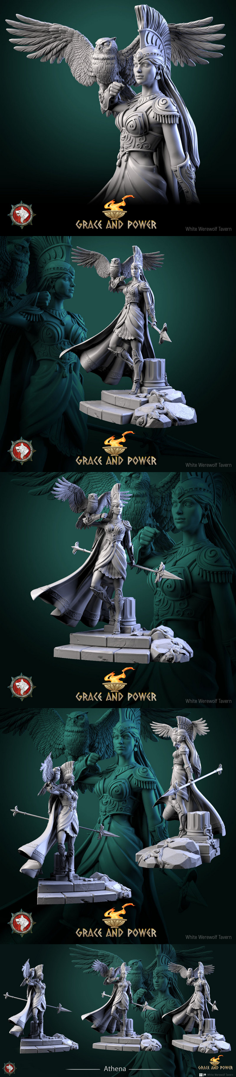 白狼酒馆·雅典娜·3D打印模型|White Werewolf Tavern – Athena – 3D Print Model