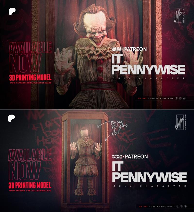 Julles模型工作室 - Pennywise - 3D打印角色模型|Julles Modelado – Pennywise – 3D Print Model STL
