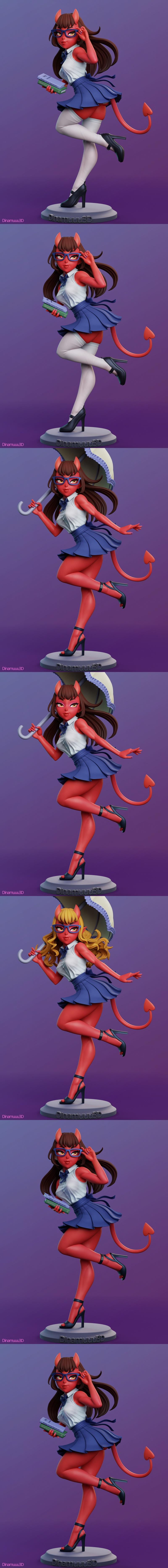 Dinamuuu3D出品：《梅鲁的恶魔女郎》3D打印模型|Dinamuuu3D – Meru the Succubus – Merudiana (Meru) – 3D Print Model STL