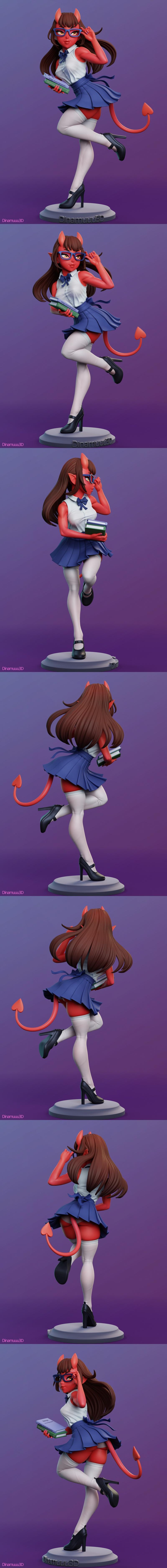 Dinamuuu3D出品：《梅鲁的恶魔女郎》3D打印模型|Dinamuuu3D – Meru the Succubus – Merudiana (Meru) – 3D Print Model STL