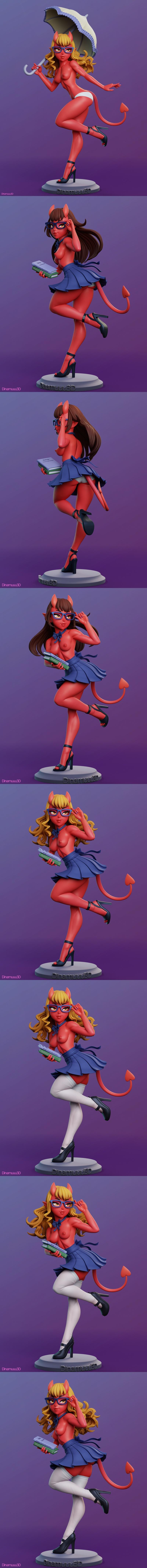 Dinamuuu3D出品：《梅鲁的恶魔女郎》3D打印模型|Dinamuuu3D – Meru the Succubus – Merudiana (Meru) – 3D Print Model STL