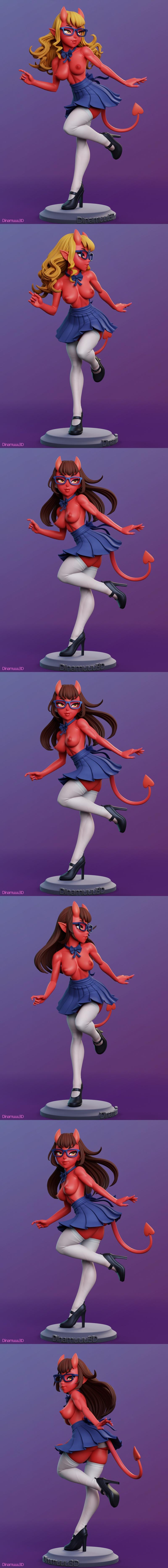 Dinamuuu3D出品：《梅鲁的恶魔女郎》3D打印模型|Dinamuuu3D – Meru the Succubus – Merudiana (Meru) – 3D Print Model STL