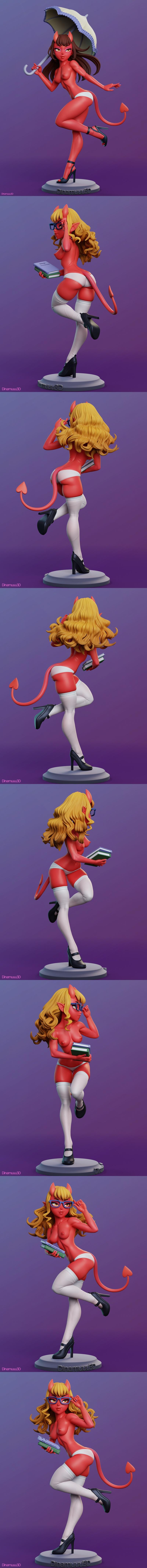 Dinamuuu3D出品：《梅鲁的恶魔女郎》3D打印模型|Dinamuuu3D – Meru the Succubus – Merudiana (Meru) – 3D Print Model STL