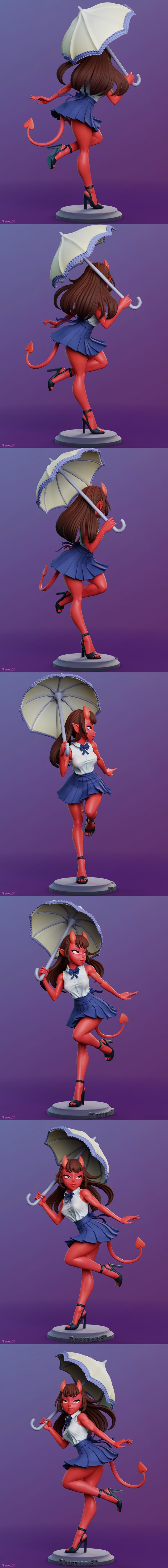 Dinamuuu3D出品：《梅鲁的恶魔女郎》3D打印模型|Dinamuuu3D – Meru the Succubus – Merudiana (Meru) – 3D Print Model STL