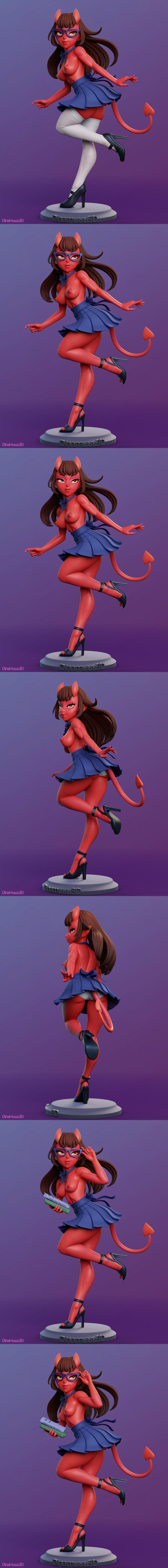 Dinamuuu3D出品：《梅鲁的恶魔女郎》3D打印模型|Dinamuuu3D – Meru the Succubus – Merudiana (Meru) – 3D Print Model STL