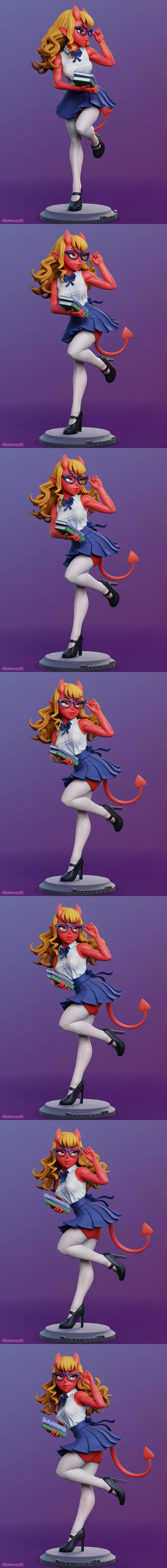 Dinamuuu3D出品：《梅鲁的恶魔女郎》3D打印模型|Dinamuuu3D – Meru the Succubus – Merudiana (Meru) – 3D Print Model STL