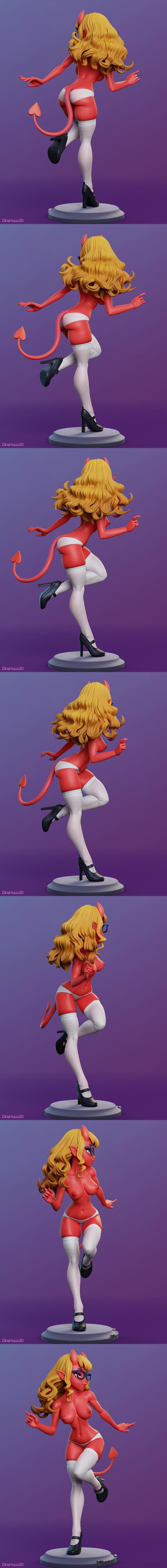 Dinamuuu3D出品：《梅鲁的恶魔女郎》3D打印模型|Dinamuuu3D – Meru the Succubus – Merudiana (Meru) – 3D Print Model STL