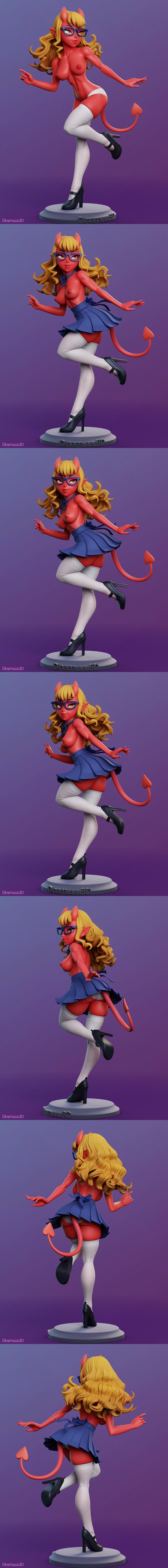 Dinamuuu3D出品：《梅鲁的恶魔女郎》3D打印模型|Dinamuuu3D – Meru the Succubus – Merudiana (Meru) – 3D Print Model STL