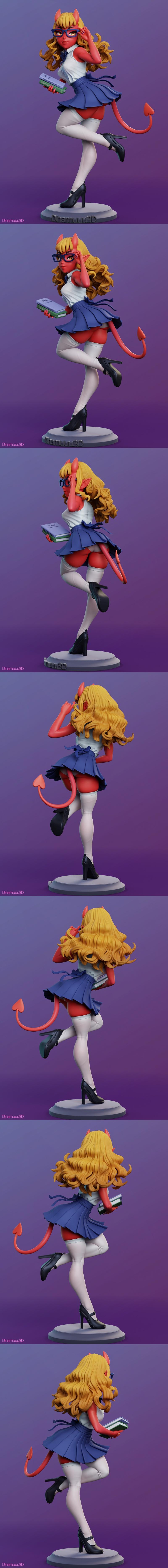 Dinamuuu3D出品：《梅鲁的恶魔女郎》3D打印模型|Dinamuuu3D – Meru the Succubus – Merudiana (Meru) – 3D Print Model STL